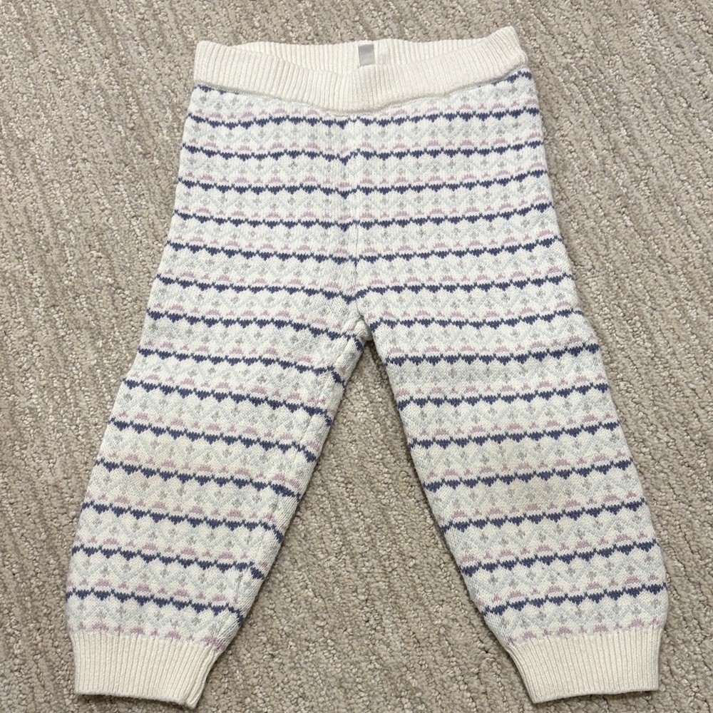 Janie and Jack Knit Pants - Cream, Blue, Pink